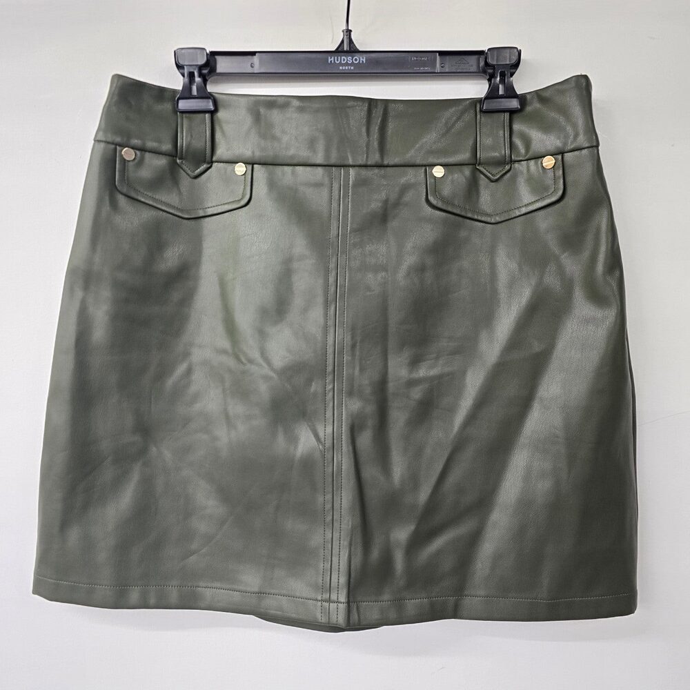 F&F Vegan Leather Gray Mini Skirt Size 10